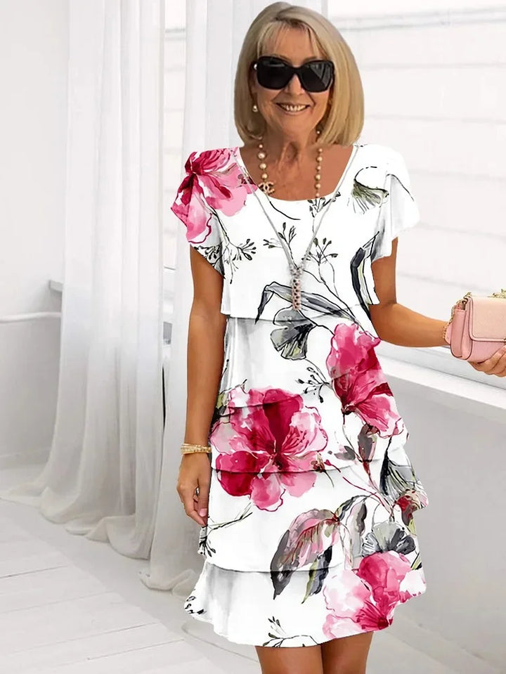 Giselle™ - Pleated Ruffled Floral Dress