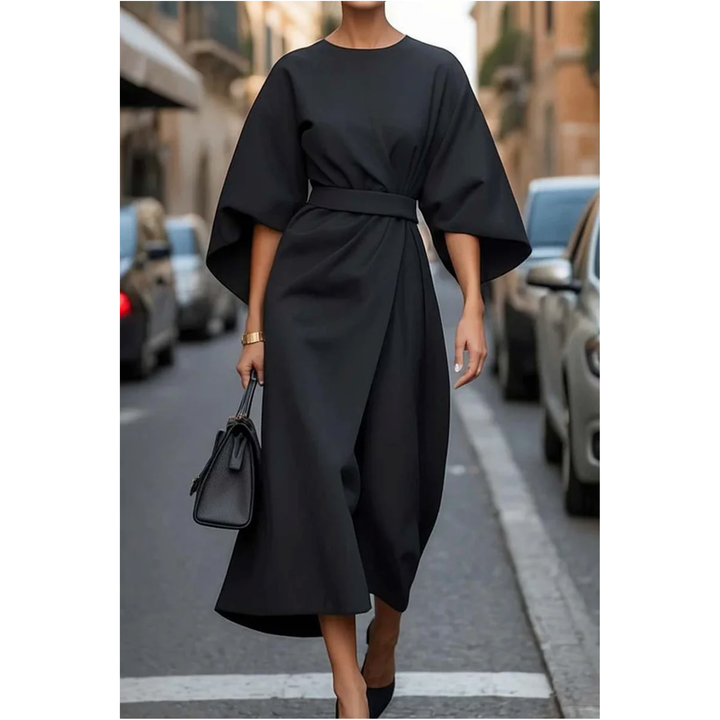 Sofia - elegant dress with lantern sleeves and belt