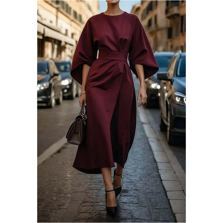 Sofia - elegant dress with lantern sleeves and belt